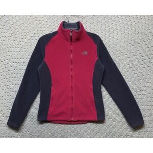 The North Face Fleece Jackets Women Sz M Pink/gray  Full Zip Pockets Long Sleeve